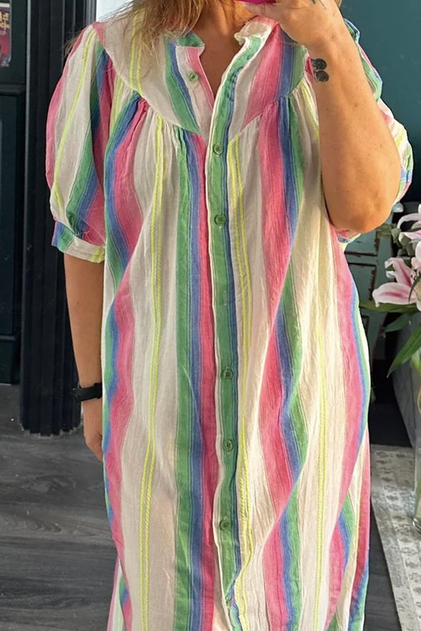 Casual rainbow stripe dress