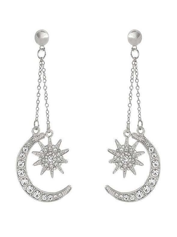 Six Pointed Star Moon Earrings