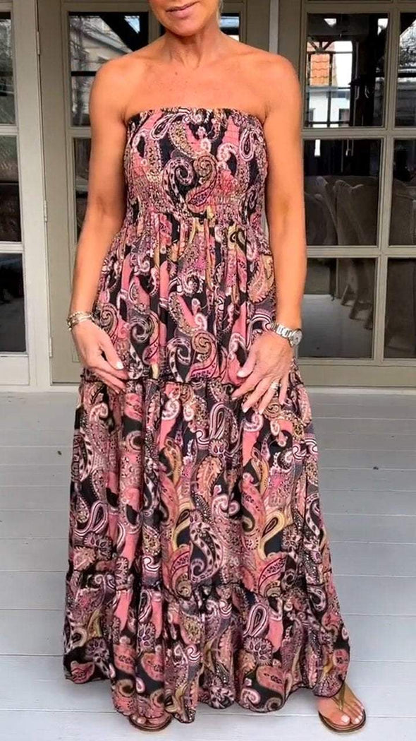 Casual Tube Top Printed Dress