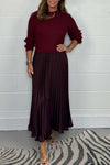 Women's solid color Long Sleeve Jumper & Pleated Bottom Dress