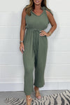 Cheesecloth Tie Shoulder Jumpsuit