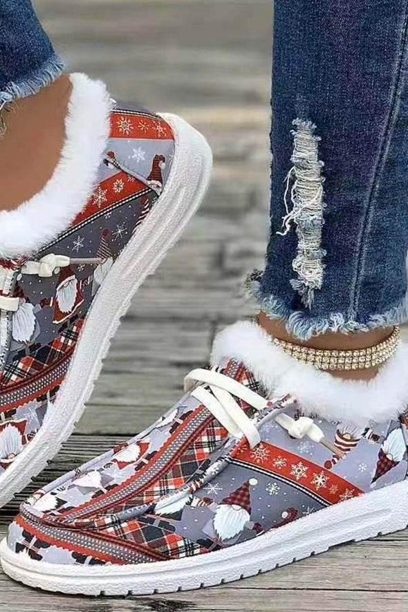 Women's Christmas printed warm cotton shoes