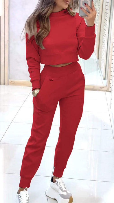 Women's Round Neck Long Sleeve Casual Sweatshirt Suit