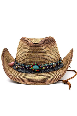 Boho Western Cowboy Straw Hat