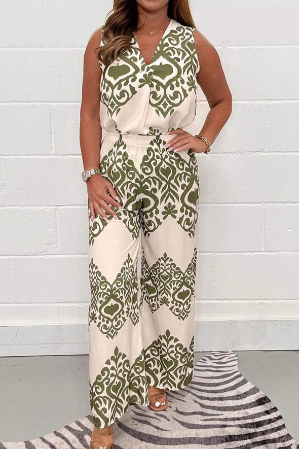 Printed vest and pants set