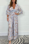 Printed v-neck jumpsuit