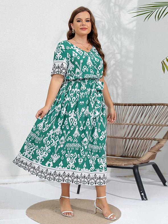 Summer Floral V-neck Women's Dress