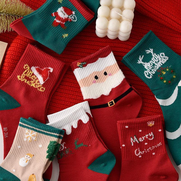 Women's Christmas Midtube Red Year of Birth Socks