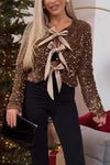 Women's Casual Lace-up Shiny Sweater