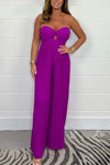 Pure color tube top jumpsuit