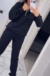 Women's casual sports zipper half open collar sweatshirt suit