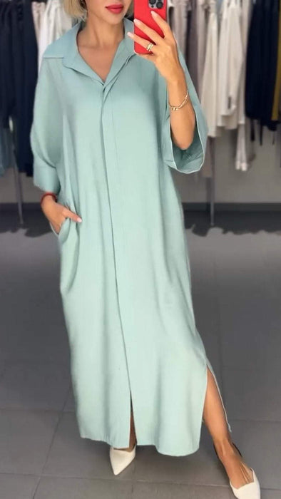 Lapel Mid Sleeve Dress