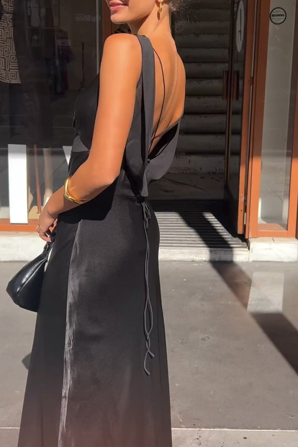 Satin sleeveless long dress