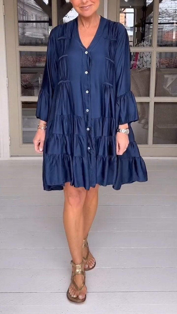 Satin Casual V-neck Dress