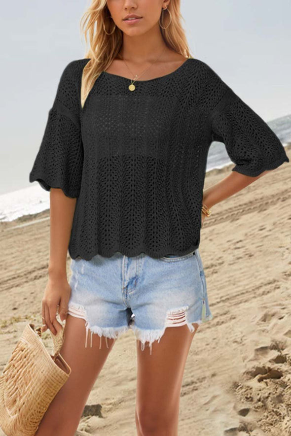 Casual women's round neck loose knitted sweater