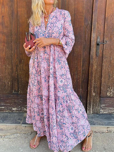 Women Print Long Sleeve Dress