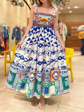 Women's Printed Graphic High Waist Dress