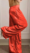 Women's Smooth Satin Half-sleeved Top and Pant Suit Two-piece