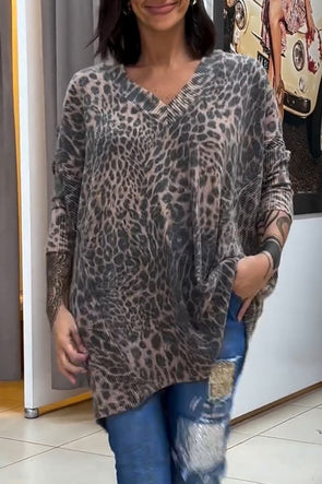 Leopard print thin sweater