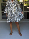 Casual V-neck Leopard Printed Dress