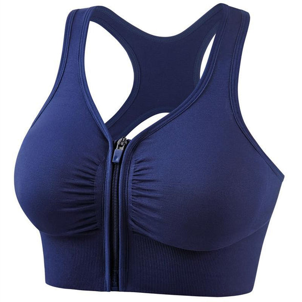 Women's Sports Bra Hollow Back Zipper Front Sports Bra