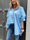 Plain Color Irregular Slit Shirt