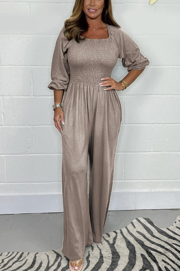 Casual solid color jumpsuit