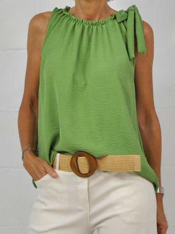 Casual Crew Neck Sleeveless Top