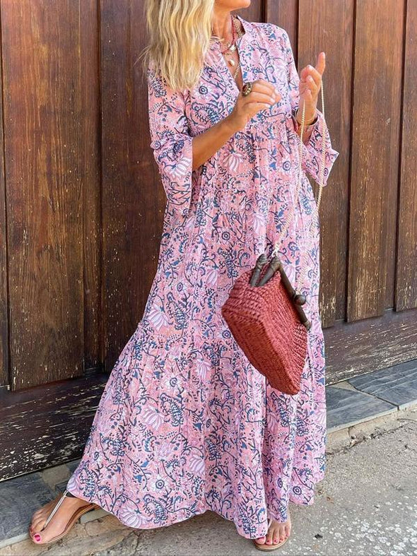 Women Print Long Sleeve Dress