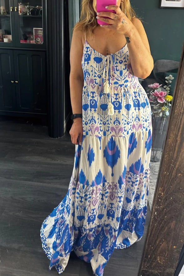 Printed strappy maxi dress