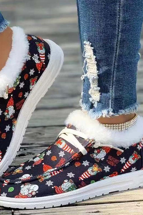 Women's Christmas printed warm cotton shoes