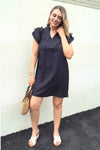 Fashionable Stand Collar Solid Color Dress