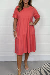 Cotton crew neck casual dress