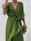 Stylish and elegant V-neck chiffon dress