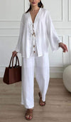 Casual Strappy Top Wide Leg Pants Suit