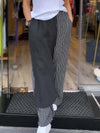 Casual striped cotton and linen trousers