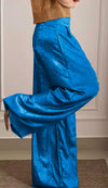 Women's Smooth Satin Half-sleeved Top and Pant Suit Two-piece