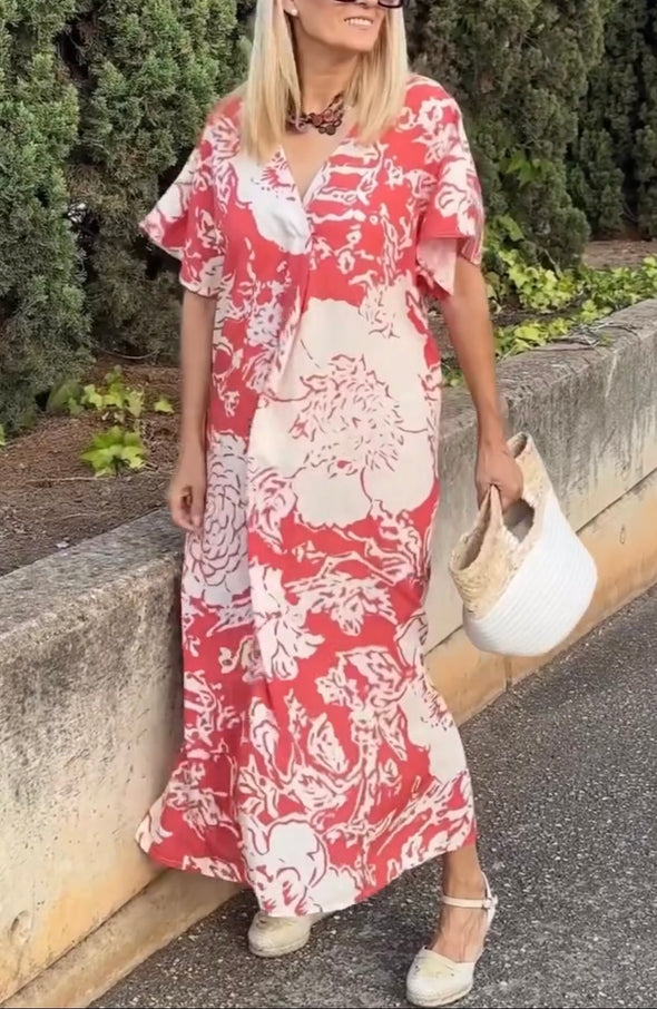 Women's Boho Floral Print Loose Summer Dress