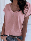 Solid V-neck Simple T-Shirt