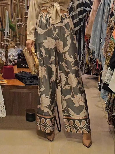 Satin Casual Printed Trousers