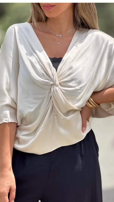 V-neck Pleated Top