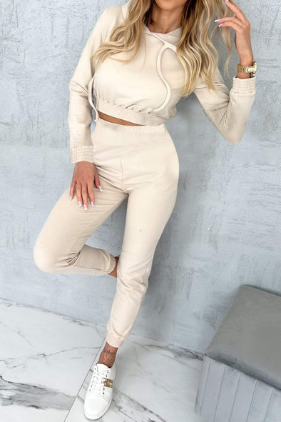 Women's Casual Hooded Long-sleeved Two-piece Suit