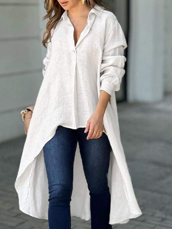 Cotton and Linen Elegant Lapel Top