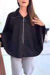 Women's Casual Lapel Half-zip Cape Jacket