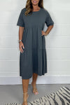 Cotton crew neck casual dress