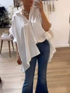 Plain Color Irregular Slit Shirt