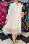 Lace paneled shirt dress