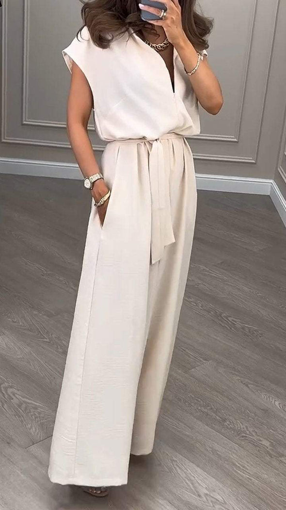 Casual Lapel Cap Sleeve Two-piece Suit