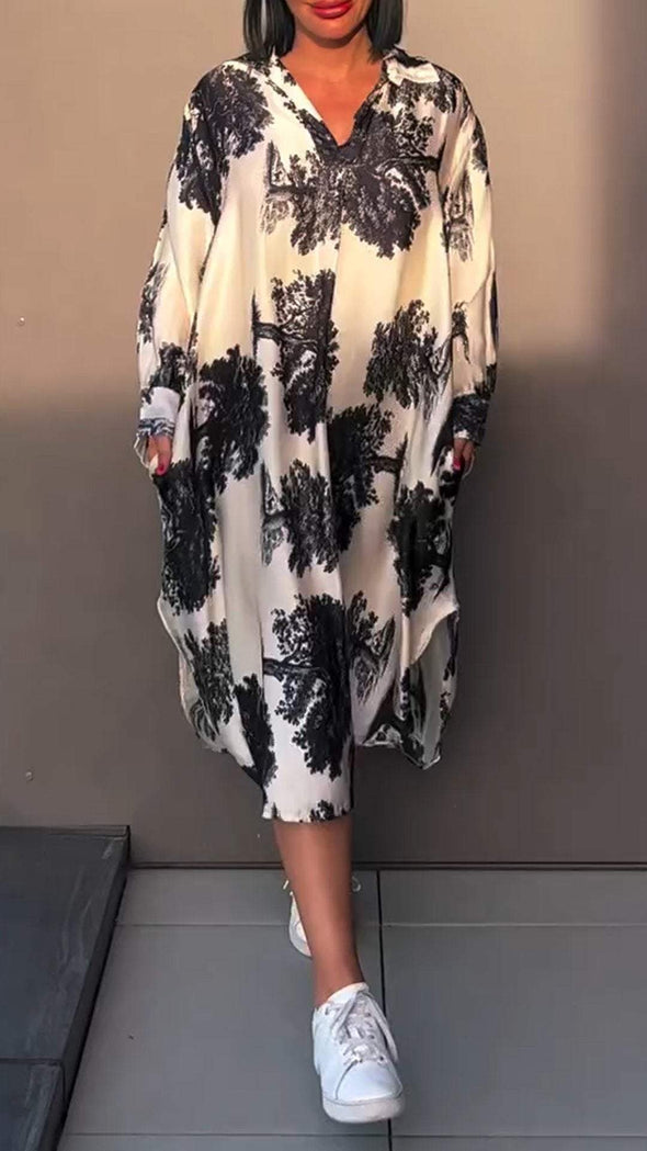 Women's V-neck Printed Dress