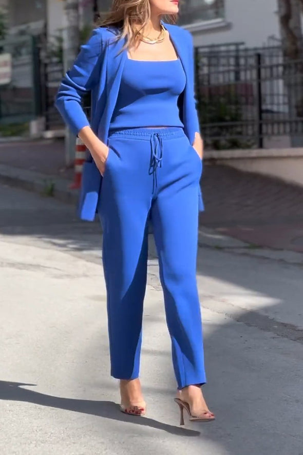 Women's Lapel Long-sleeved Casual Suit Three-piece Suit